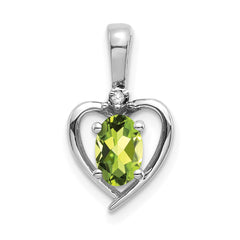 14k White Gold Peridot and Diamond Heart Pendant - 2
