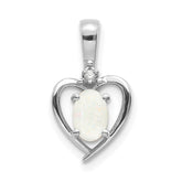 14k White Gold Opal and Diamond Heart Pendant