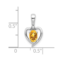 14k White Gold Citrine and Diamond Heart Pendant - 2