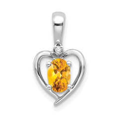 14k White Gold Citrine and Diamond Heart Pendant - 2
