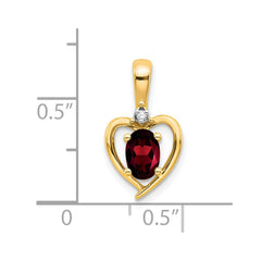 14k Garnet and Diamond Heart Pendant - 3