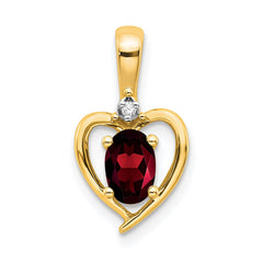 14k Garnet and Diamond Heart Pendant - 3