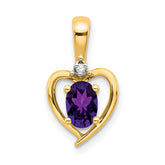 14k Amethyst and Diamond Heart Pendant - 3