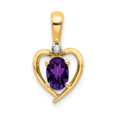 14k Amethyst and Diamond Heart Pendant - 3
