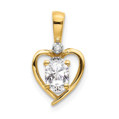 14k White Topaz and Diamond Heart Pendant