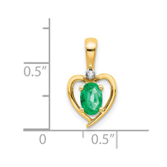 14k Emerald and Diamond Heart Pendant