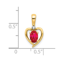 14k Ruby and Diamond Heart Pendant - 2