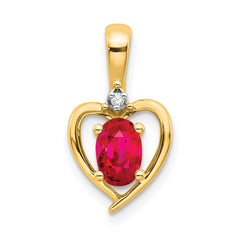 14k Ruby and Diamond Heart Pendant - 2