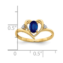 14k Sapphire and Diamond Heart Ring