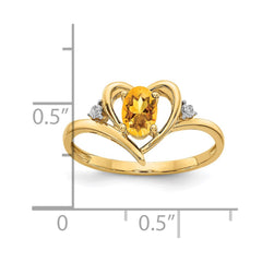 14k Citrine and Diamond Heart Ring