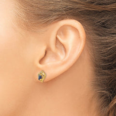 14k Sapphire and Diamond Heart Earrings