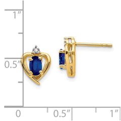 14k Sapphire and Diamond Heart Earrings