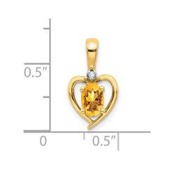 14k Citrine and Diamond Heart Pendant