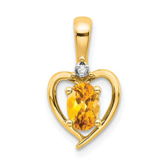 14k Citrine and Diamond Heart Pendant