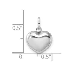 14k White Gold 3D Puffed Heart Pendant - 2