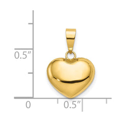 14K Polished 3-D Puffed Heart Pendant - 8