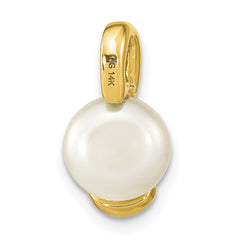14k 8-9mm White Button Freshwater Cultured Pearl Pendant Slide