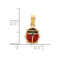 14K Polished Red/Black Enamel Ladybug Pendant - 2