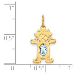 14K Girl 6x4 Oval Genuine Aquamarine-March