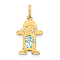 14K Boy 6x4 Oval Genuine Aquamarine-March
