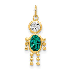 14k May Boy Birthstone Charm
