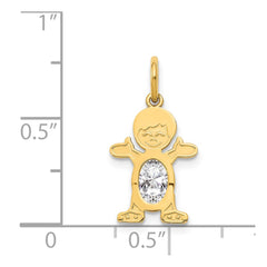14K Boy 6x4 Oval Genuine White Topaz-April