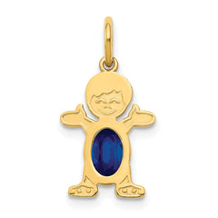 14K Boy 6x4 Oval Genuine Sapphire-September