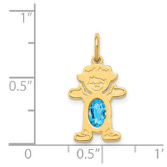 14K Girl 6x4 Oval Genuine Blue Topaz-December