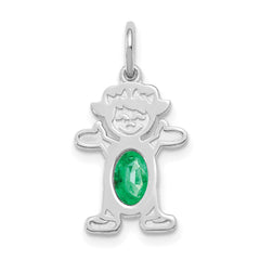 14K White Gold Girl 6x4 Oval Genuine Emerald-May