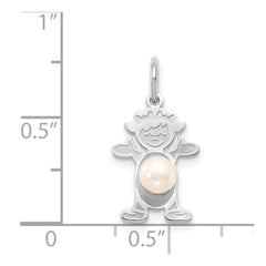 14K White Gold Girl 4mm FW Cultured Pearl-June