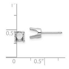 14k White Gold 5.5 Round Stud Earring Mounting w/backs