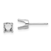 14k White Gold 5.5 Round Stud Earring Mounting w/backs