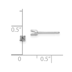 14k White Gold 2.25mm Round Stud Earring Mounting w/backs