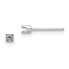 14k White Gold 2.25mm Round Stud Earring Mounting w/backs