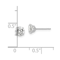 14k White Gold 5mm Round CZ Post Earrings