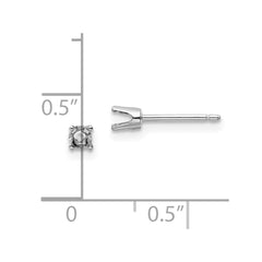 14k White Gold 2.75mm Round Stud Earring Mounting w/backs