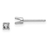 14k White Gold 2.75mm Round Stud Earring Mounting w/backs