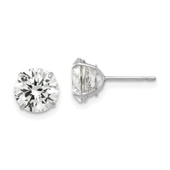 14k White Gold 7mm Round CZ Post Earrings
