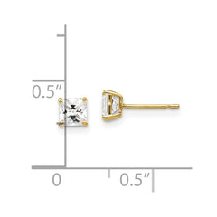 14k 4mm Square CZ Post Earrings