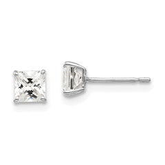 14k White Gold 4mm Square CZ Post Earrings