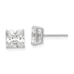 14k White Gold 6mm Square CZ Post Earrings