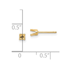 14k 3.25mm Round Stud Earring Mounting w/backs
