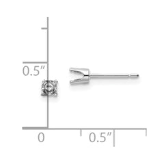 14k White Gold 3.25mm Round Stud Earring Mounting w/backs