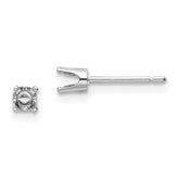 14k White Gold 3.25mm Round Stud Earring Mounting w/backs