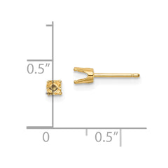 14k 3.5mm Round Stud Earring Mounting w/backs