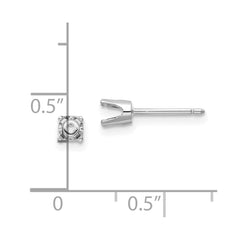 14k White Gold 3.5 Round Stud Earring Mounting w/backs