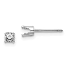 14k White Gold 3.5 Round Stud Earring Mounting w/backs
