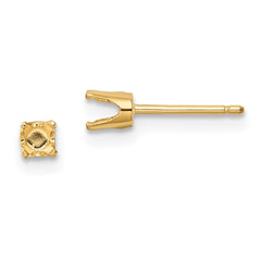 14k 3.5mm Round Stud Earring Mounting w/backs