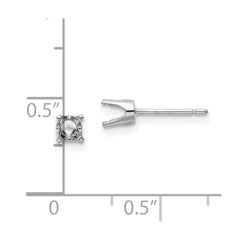 14k White Gold 3.75mm Round Stud Earring Mounting w/backs