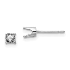 14k White Gold 3.75mm Round Stud Earring Mounting w/backs